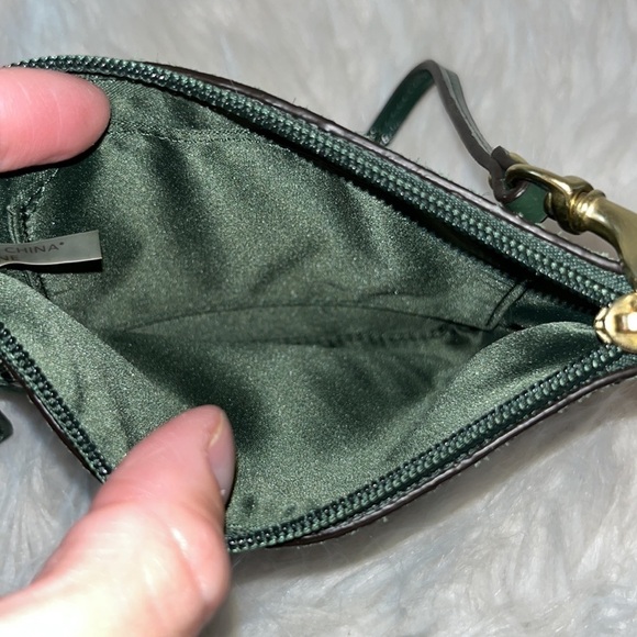 COACH Green Signature Exotic Snake Print Embossed Leather Wristlet Bag - Picture 10 of 11